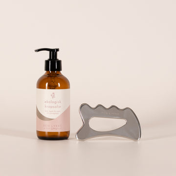 REN LYKKE gua sha pakke med økologisk kropsolie