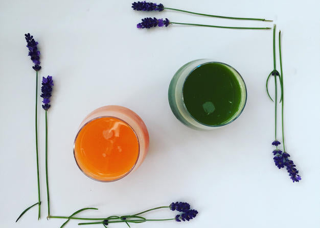 orange og grøn juice