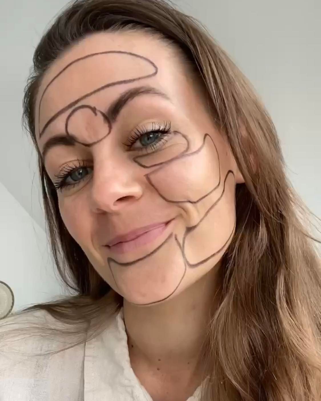 Tegning af hudens zoner i ansigtet - en illustration af hudens sprog