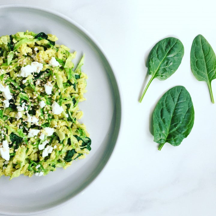 karryris med spidskål og spinat