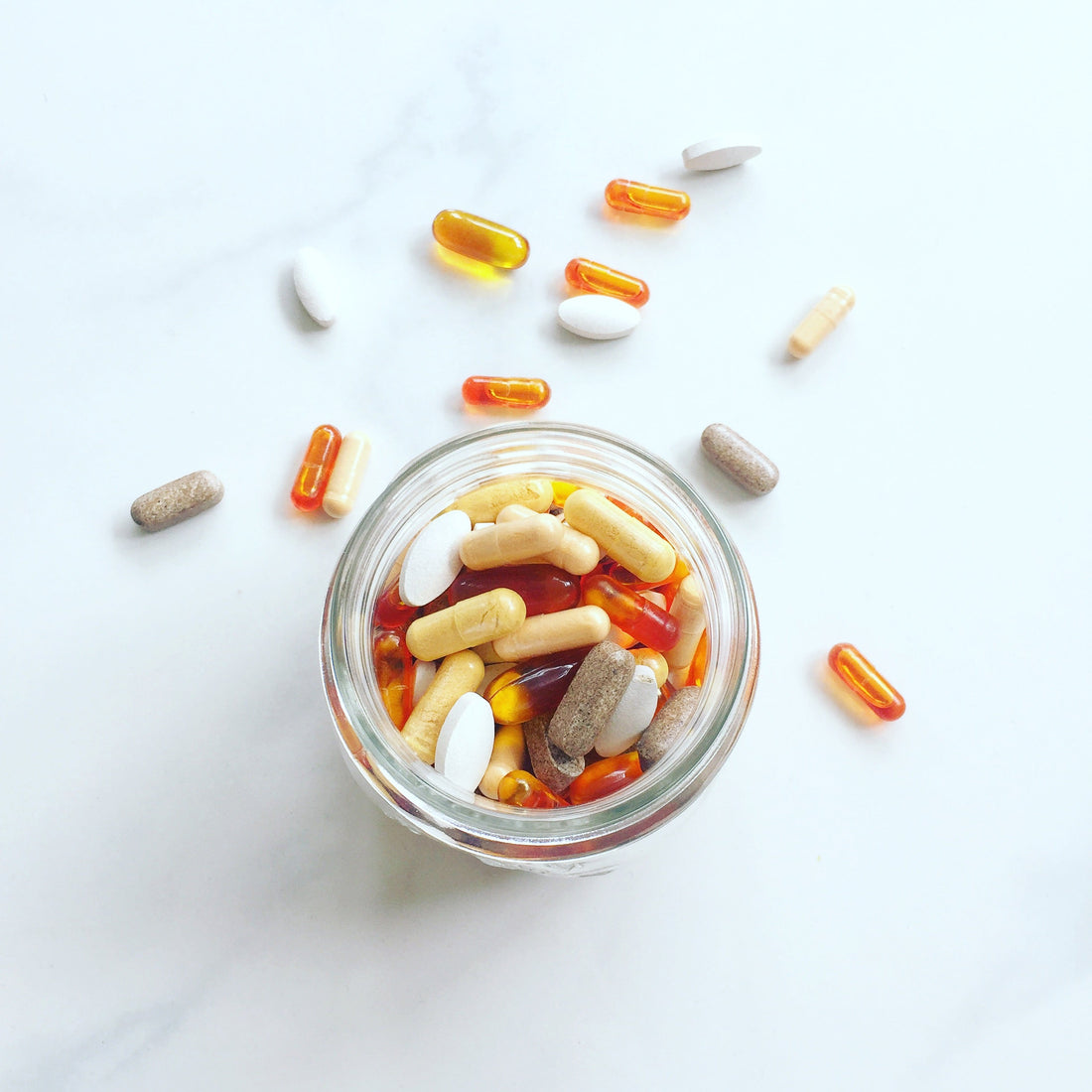 Glas med kosttilskud