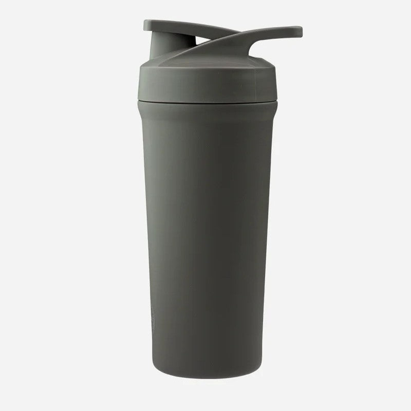 Mørkegrå shakerflaske 750ml, tropisk grøn farve, til proteinshakes og kosttilskud.
