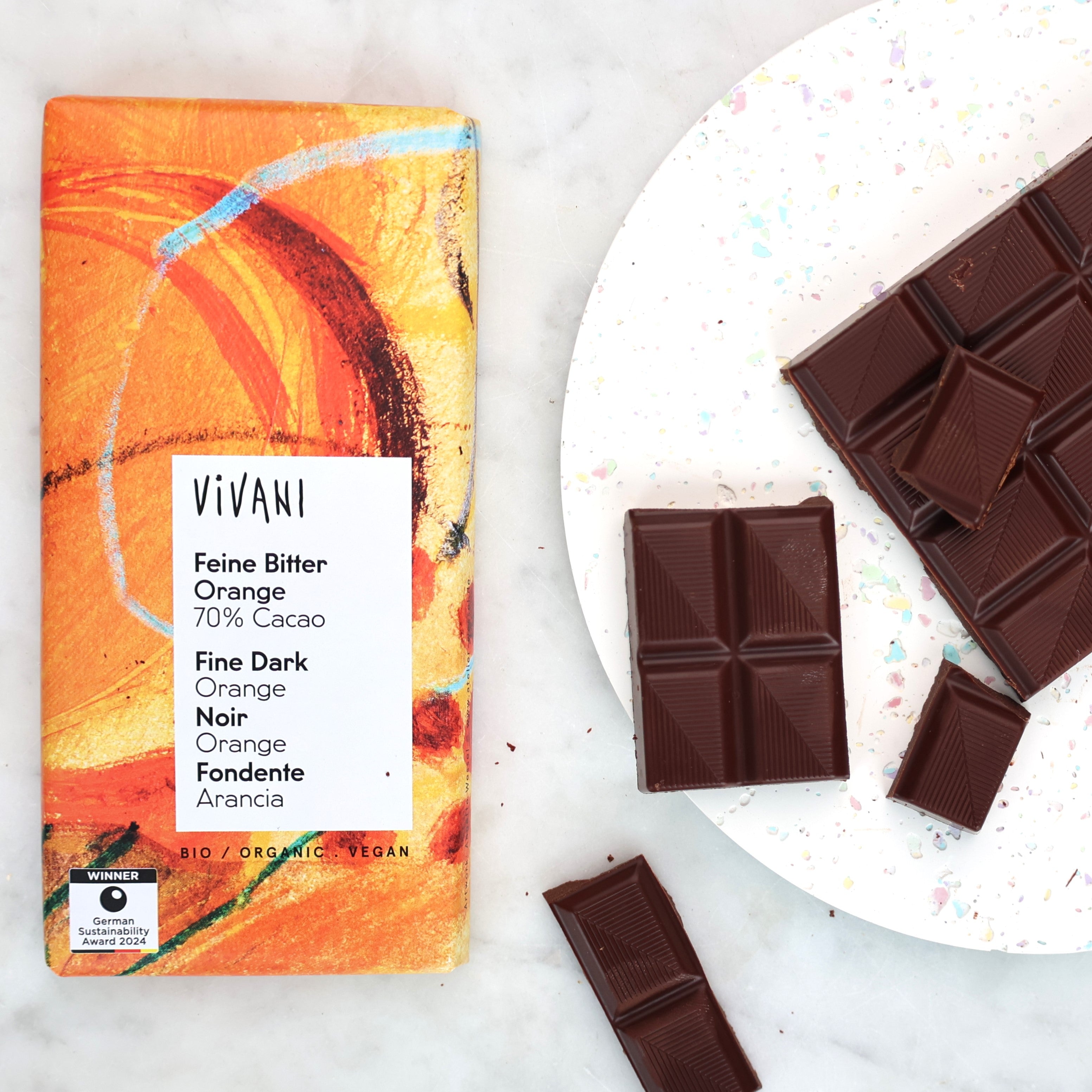 Vivani | 100 g mørk chokolade med appelsinsmag