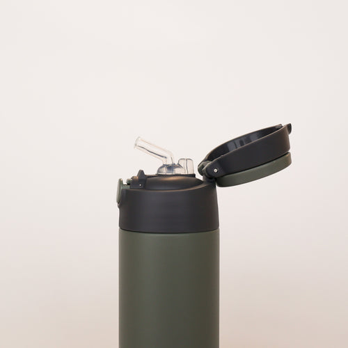 Aya&Ida Kids Straw Bottle Tropical Green 350 ml | Drikkedunk Med Sugerør
