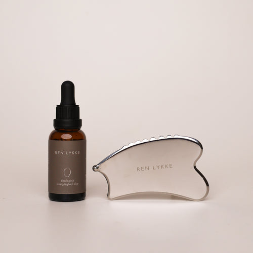 Pakke | Gua sha med ansigtsglød olie