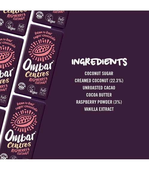 Ombar Centres Raspberry & Coconut chokolade