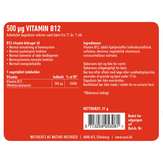 Nani B12 vitamin fermenteret i majsplanter | 90 sugetabletter