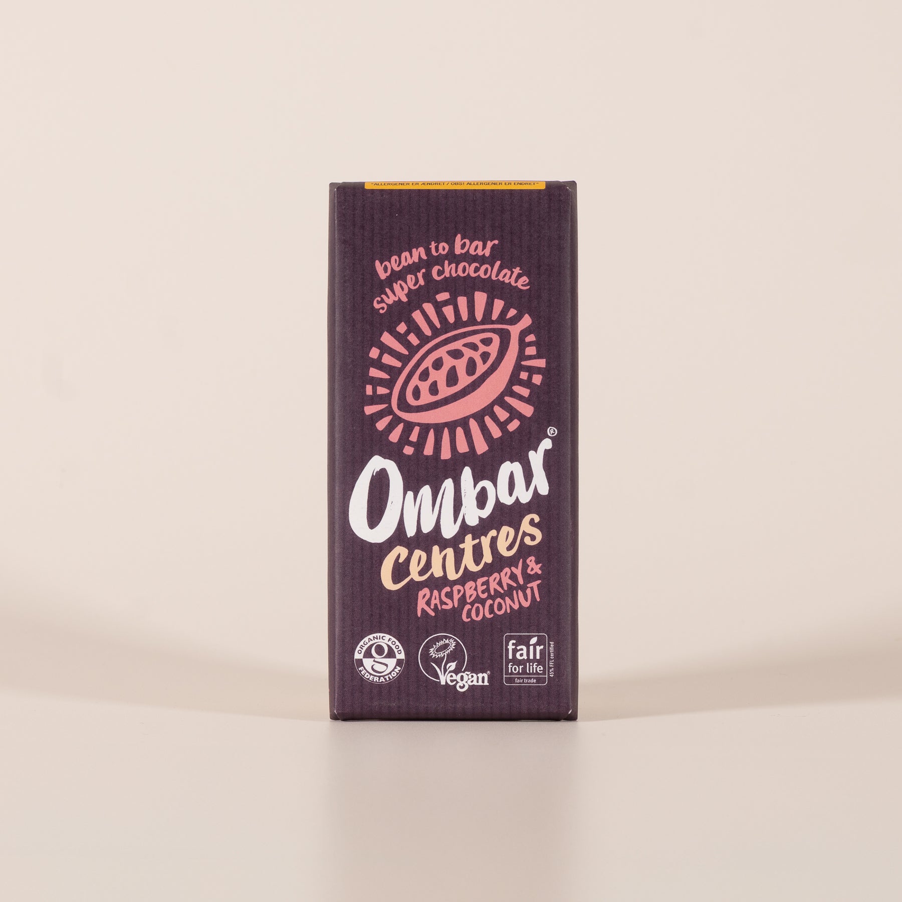 Ombar chokoladebar med hindbær og kokos